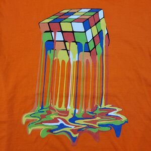 Rubix Cube Melting Graphic SS Tee Orange - Size Small